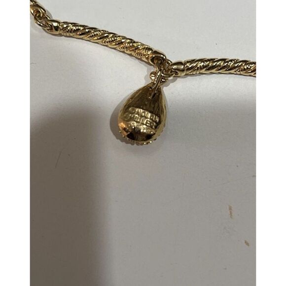 Designer Nolan Miller CZ Teardrop & Gold Link Necklace 17”inch 14K Gold Plated. - Picture 9 of 9